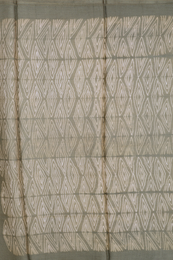 Tussar Silk Saree In Cardamom Green With Shibori Design