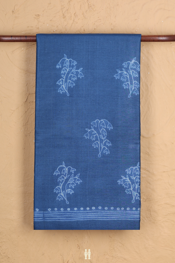 Tussar Silk Saree In Capri Blue With Shibori Design