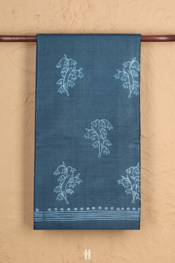 Tussar Silk Saree In Capri Blue With Shibori Design