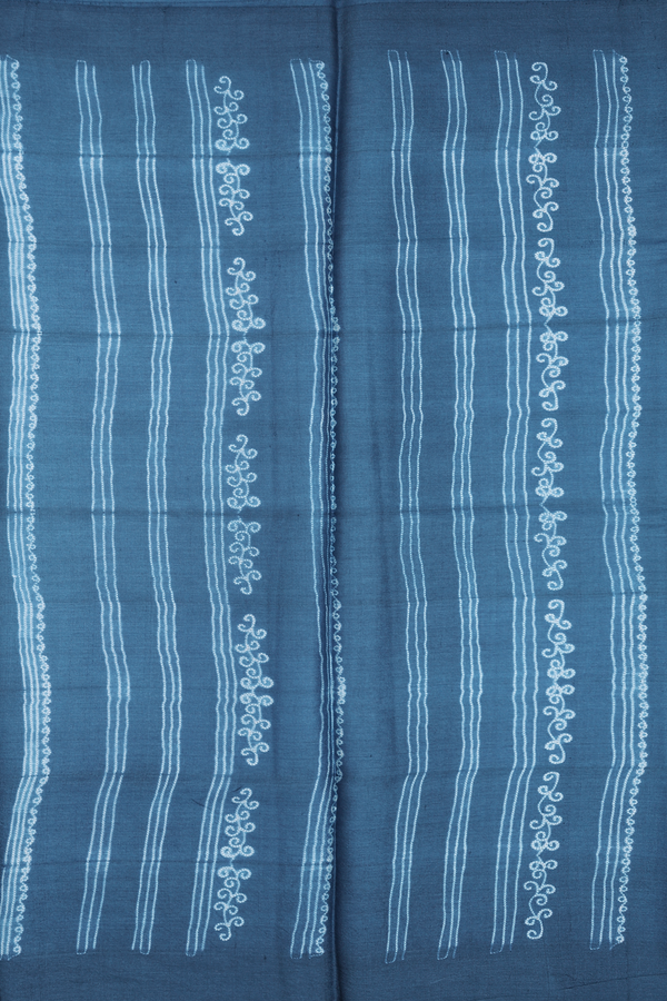 Tussar Silk Saree In Capri Blue With Shibori Design