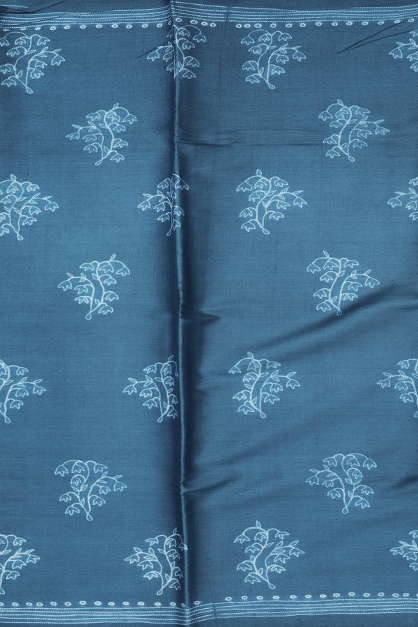 Tussar Silk Saree In Capri Blue With Shibori Design