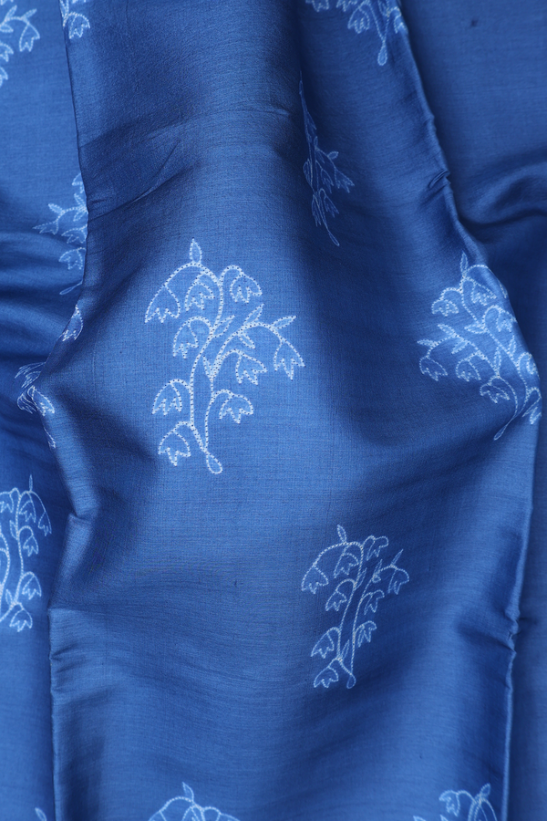 Tussar Silk Saree In Capri Blue With Shibori Design
