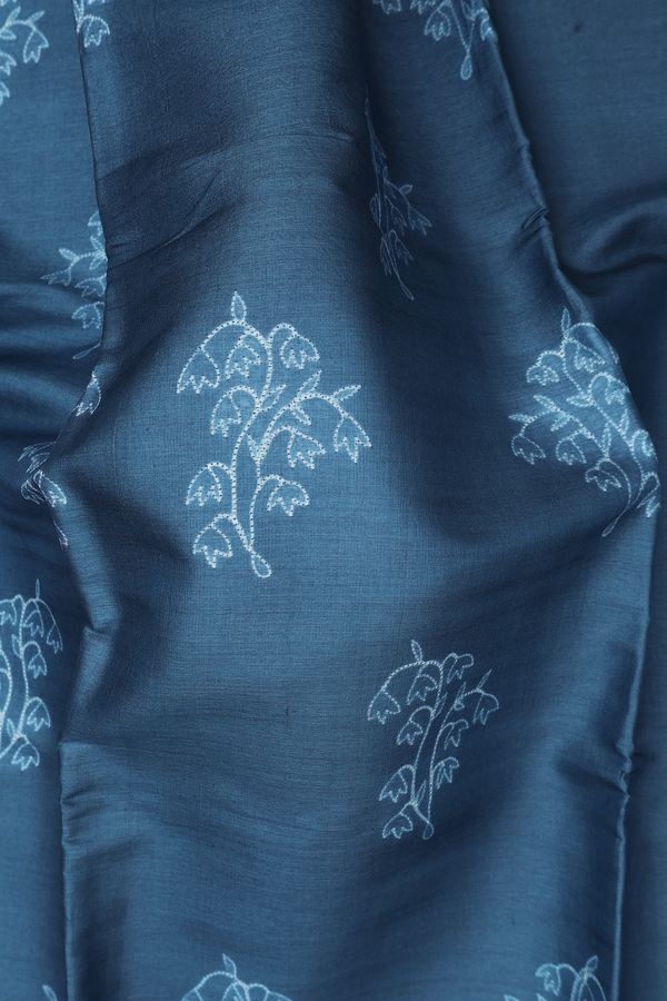 Tussar Silk Saree In Capri Blue With Shibori Design
