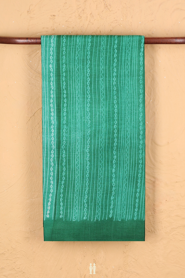 Tussar Silk Saree In Green With Stripes Design