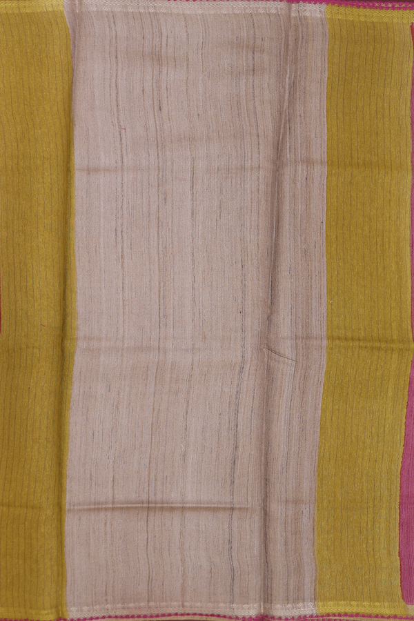 Tussar Silk Saree In Mulberry With Leaf Buttas