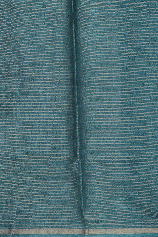 Tussar Silk Saree In Peacock Green With Floral Buttas