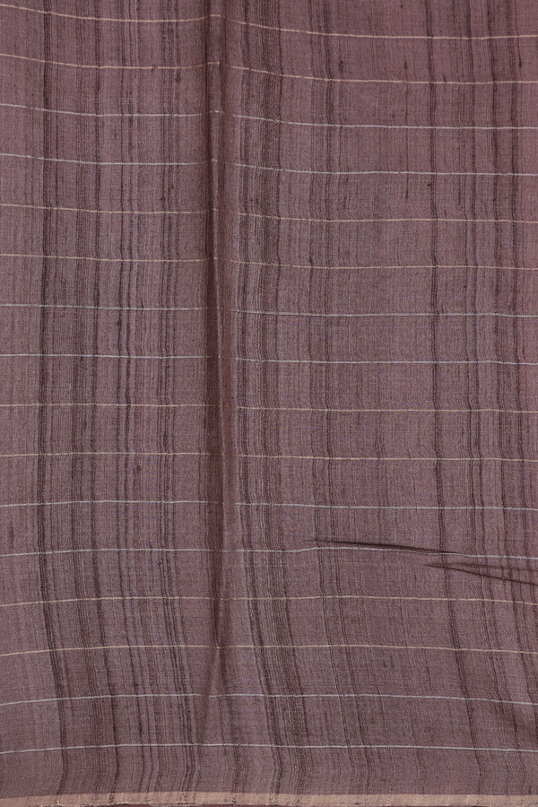 Tussar Silk Saree In Red Along Checks With Motifs