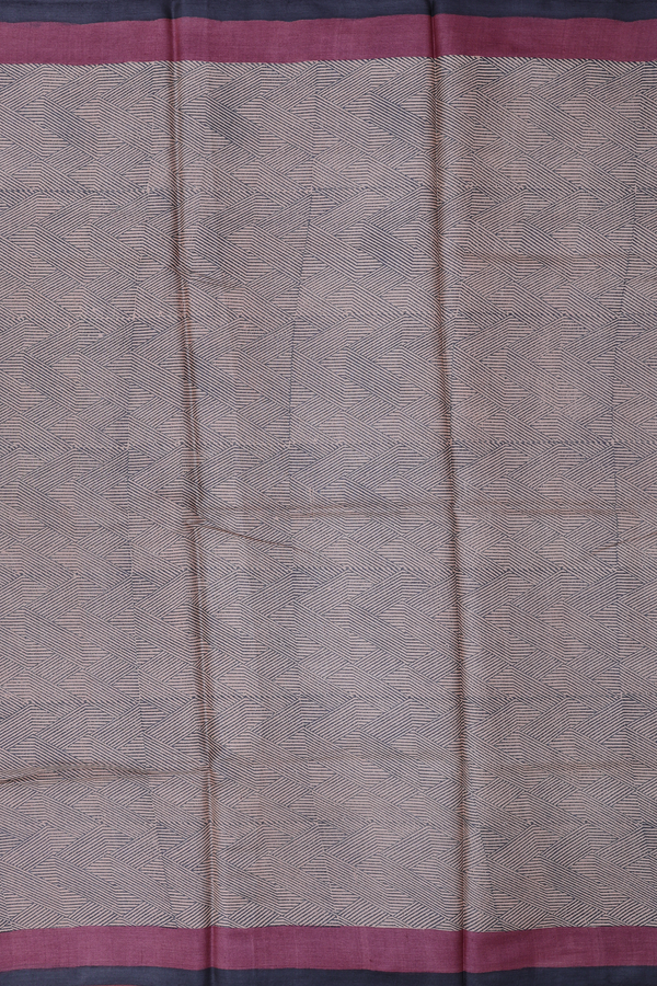 Tussar Silk Saree In Cream And Grey With Printed Design