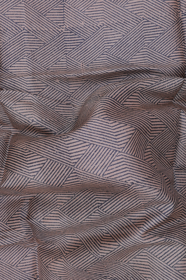 Tussar Silk Saree In Cream And Grey With Printed Design