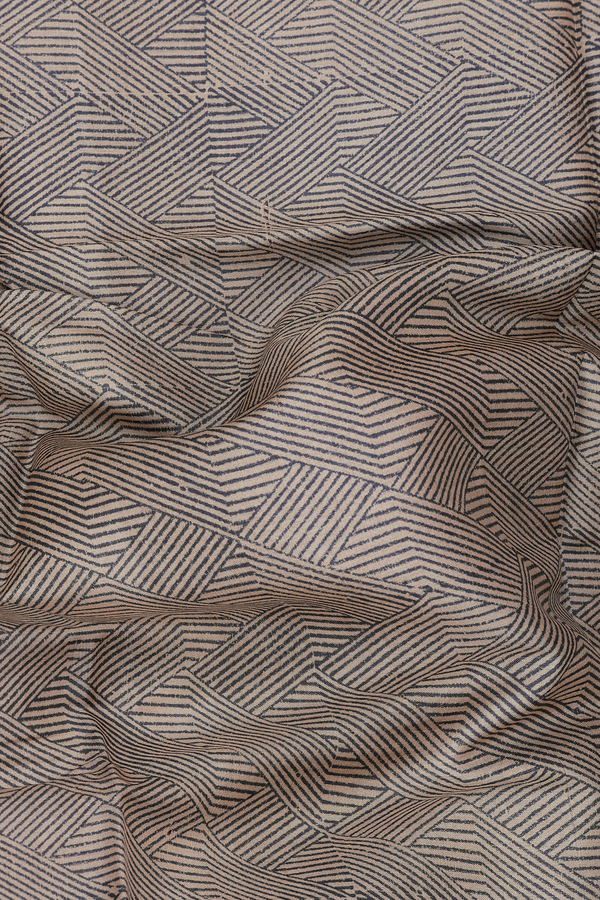 Tussar Silk Saree In Cream And Grey With Printed Design