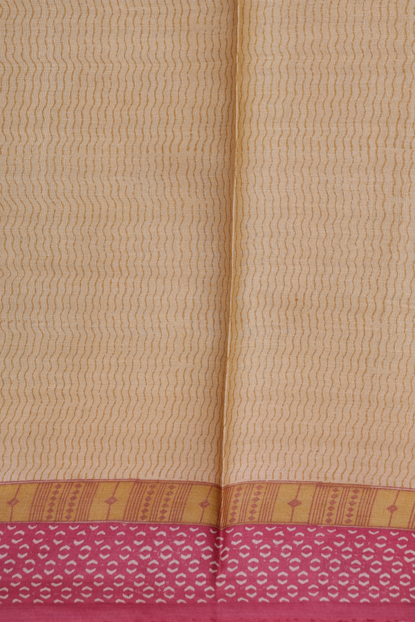 Tussar Silk Saree In Mustard Brown With Printed Design