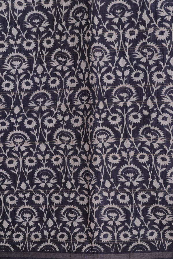 Tussar Silk Saree In Black With Printed Design
