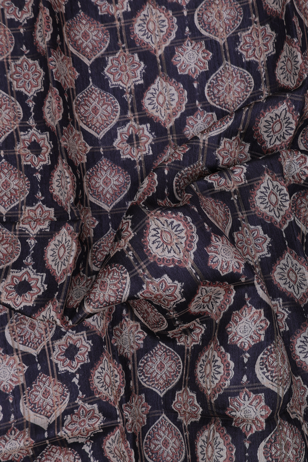 Tussar Silk Saree In Black With Printed Design