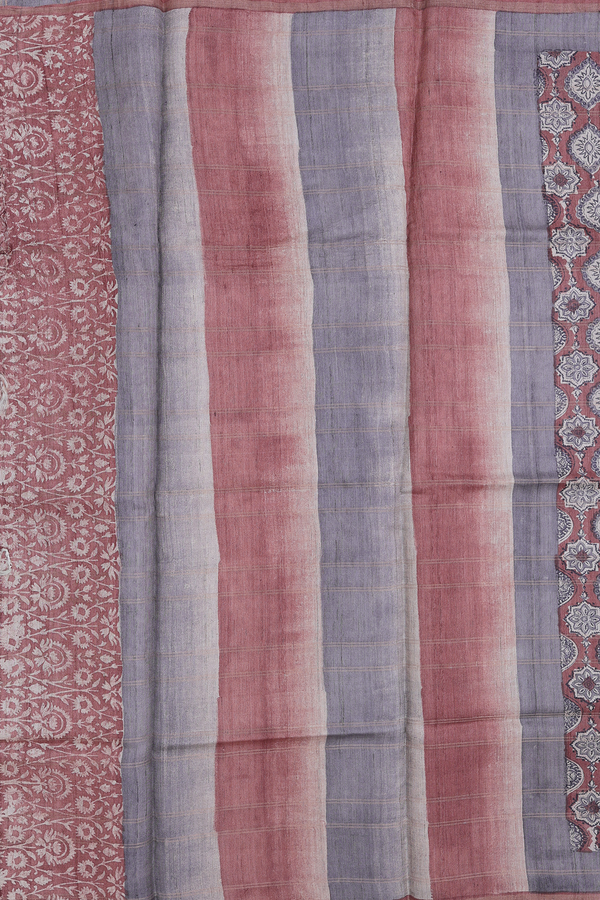 Tussar Silk Saree In Brown With Allover Design