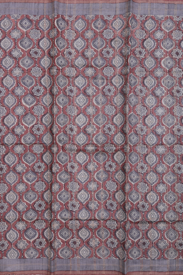 Tussar Silk Saree In Brown With Allover Design