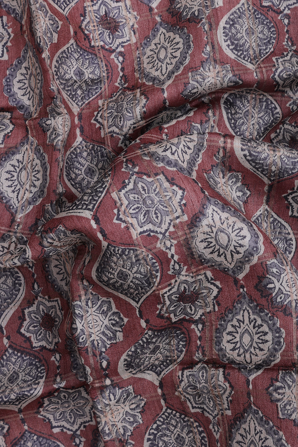 Tussar Silk Saree In Brown With Allover Design