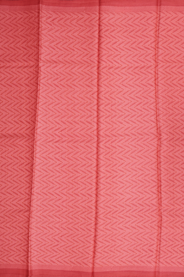 Tussar Silk Saree In Orange With Chevron Design