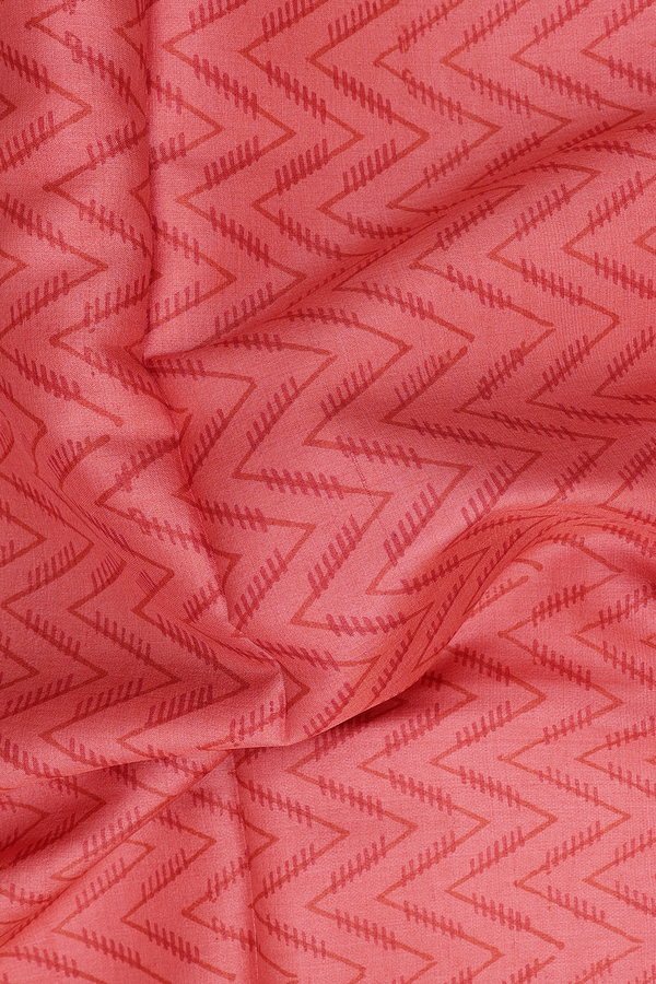 Tussar Silk Saree In Orange With Chevron Design