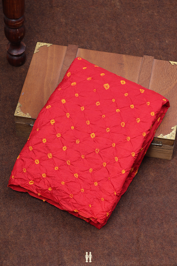 Bandhani Silk Saree In Red With Tie And Dye Design