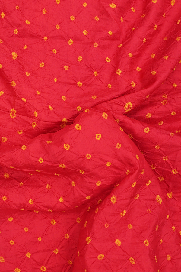 Bandhani Silk Saree In Red With Tie And Dye Design