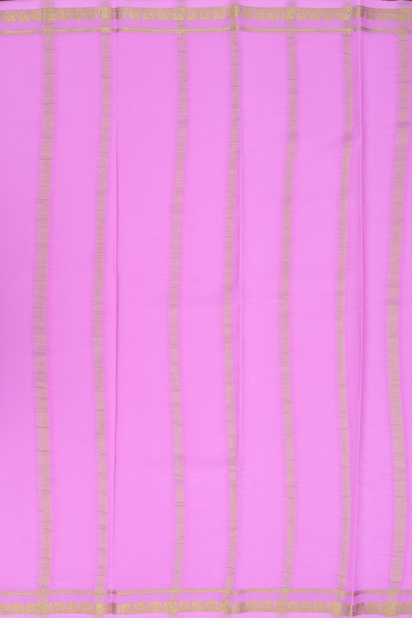 Mysore Silk Saree In Lilac Pink With Zari Border