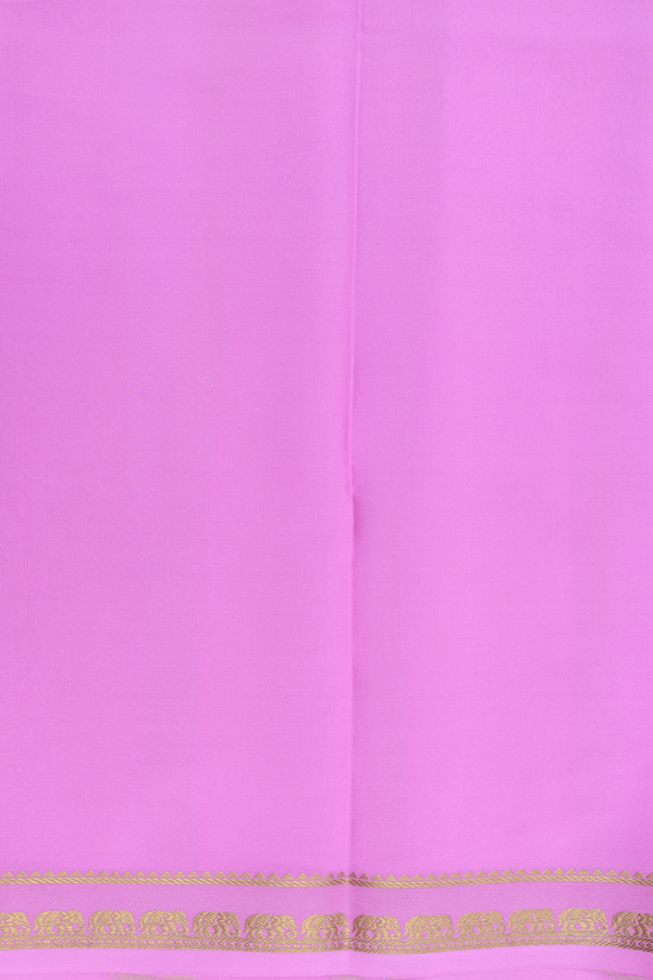 Mysore Silk Saree In Lilac Pink With Zari Border