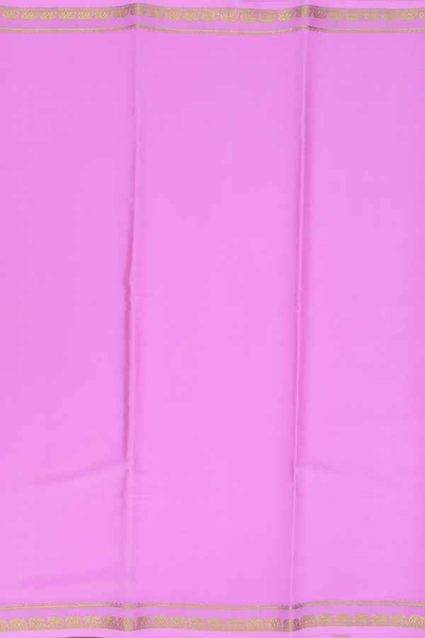 Mysore Silk Saree In Lilac Pink With Zari Border