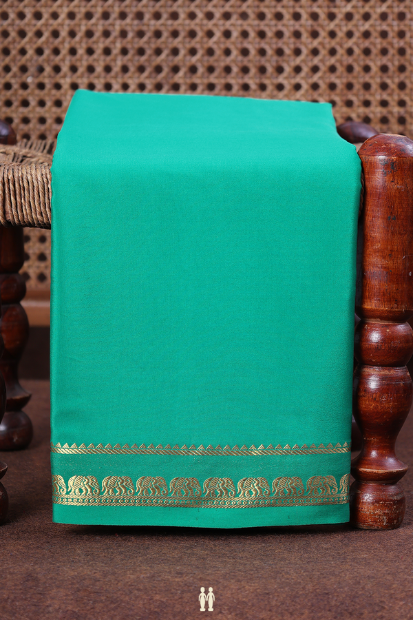Mysore Silk Saree In Aqua Green With Zari Border