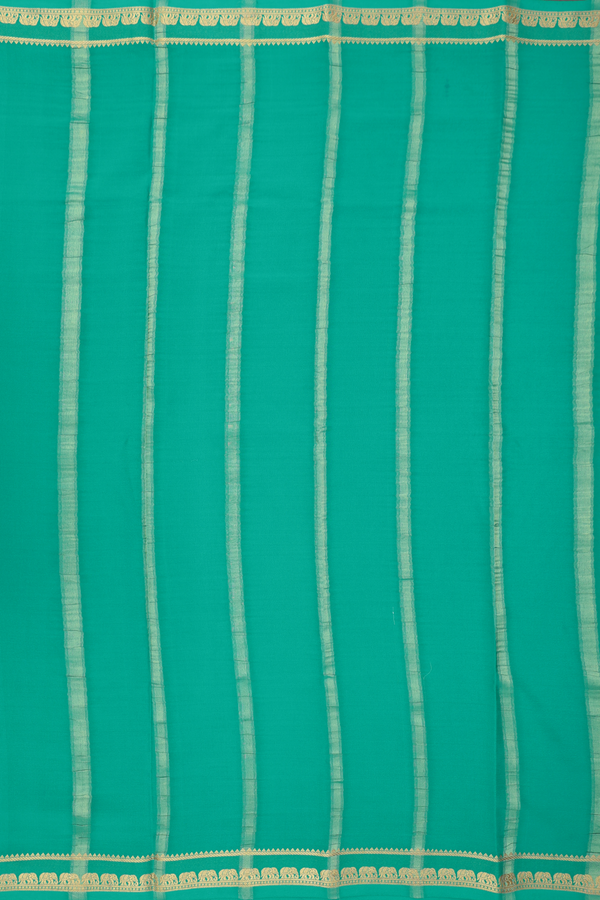 Mysore Silk Saree In Aqua Green With Zari Border