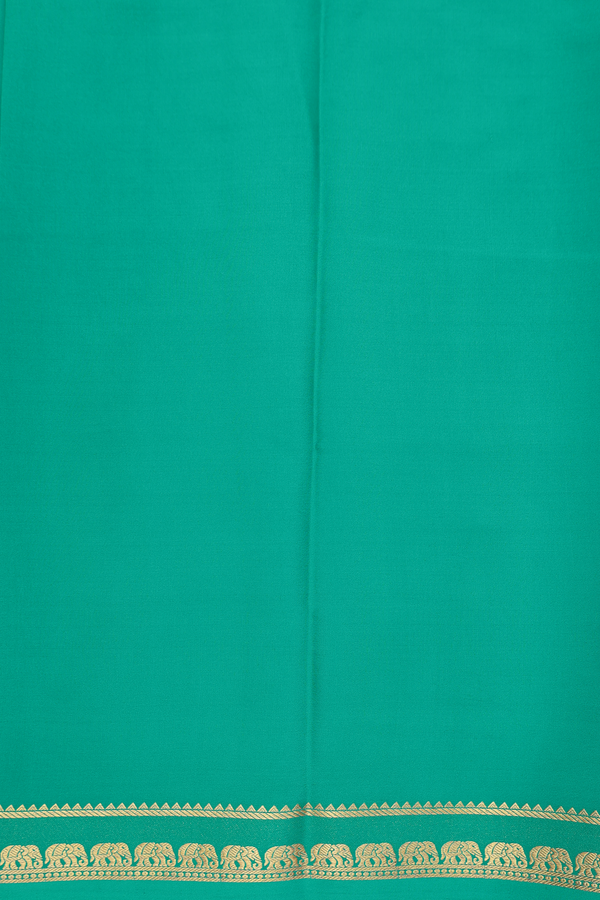 Mysore Silk Saree In Aqua Green With Zari Border