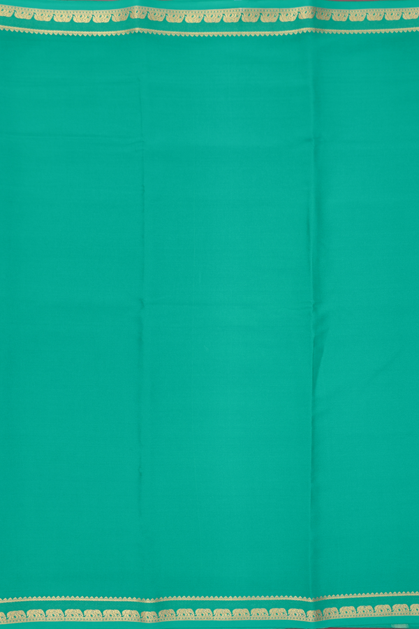 Mysore Silk Saree In Aqua Green With Zari Border