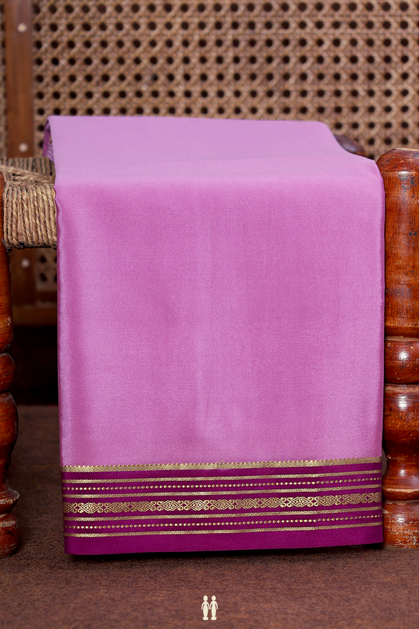 Mysore Silk Saree In Purple With Contrast Border