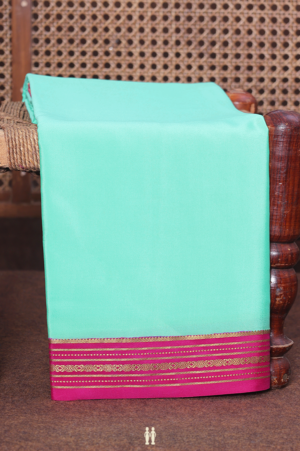 Mysore Silk Saree In Tiffany Blue With Contrast Border