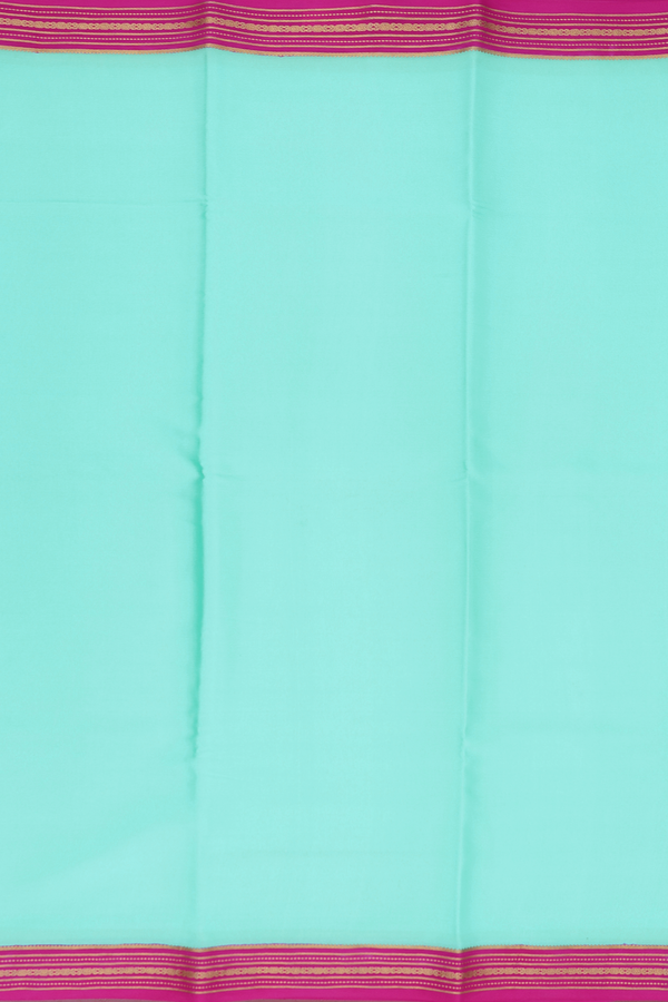 Mysore Silk Saree In Tiffany Blue With Contrast Border
