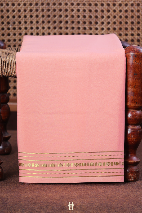 Mysore Silk Saree In Peach With Zari Border
