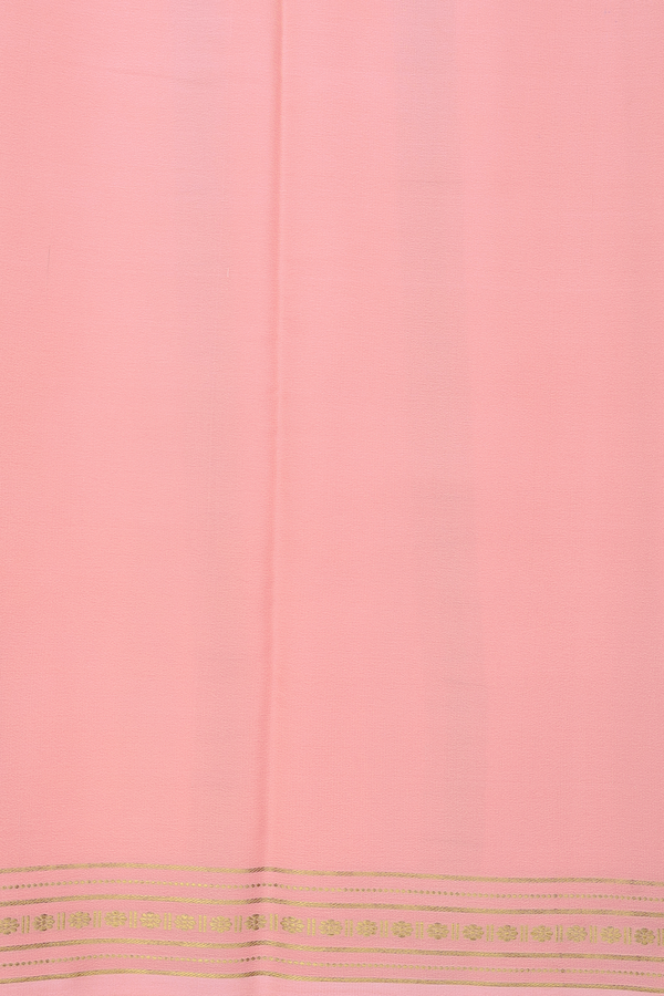 Mysore Silk Saree In Peach With Zari Border