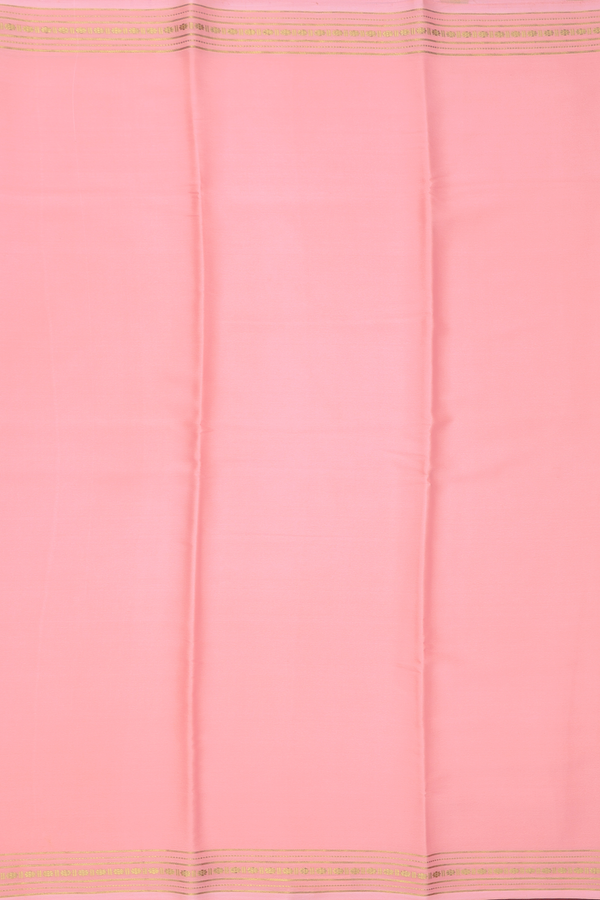 Mysore Silk Saree In Peach With Zari Border