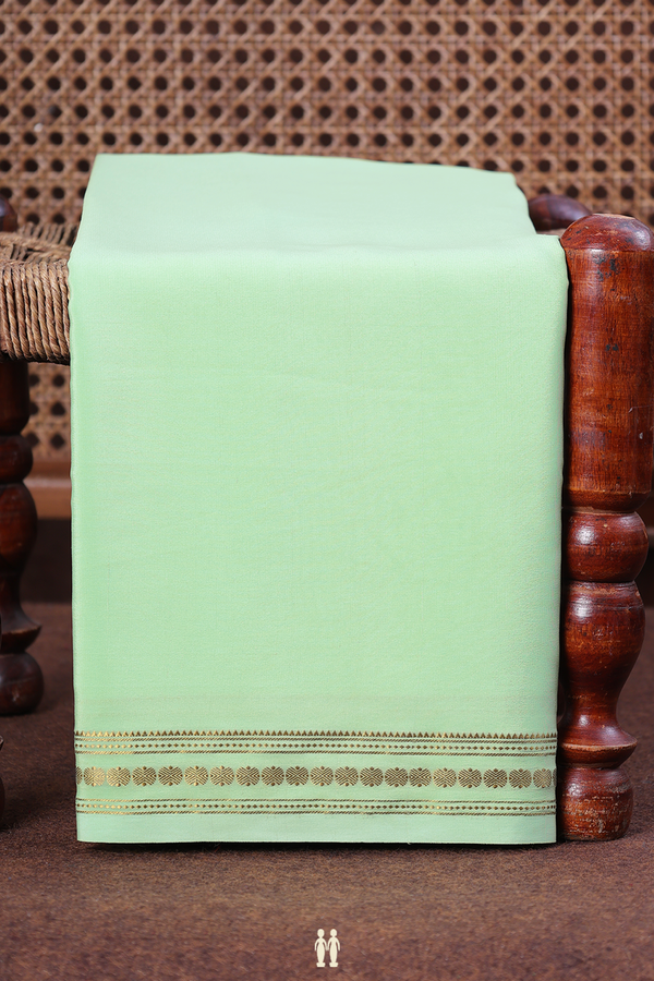Mysore Silk Saree In Mint Green With Zari Border