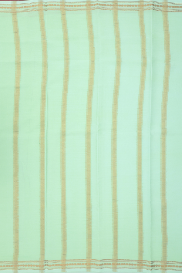 Mysore Silk Saree In Mint Green With Zari Border