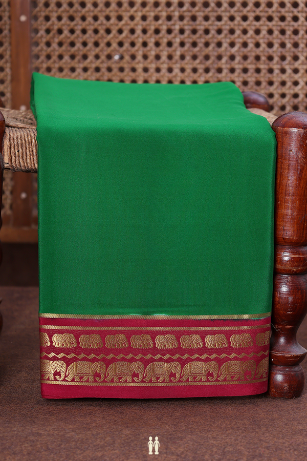 Mysore Silk Saree In Emerald Green With Contrast Border
