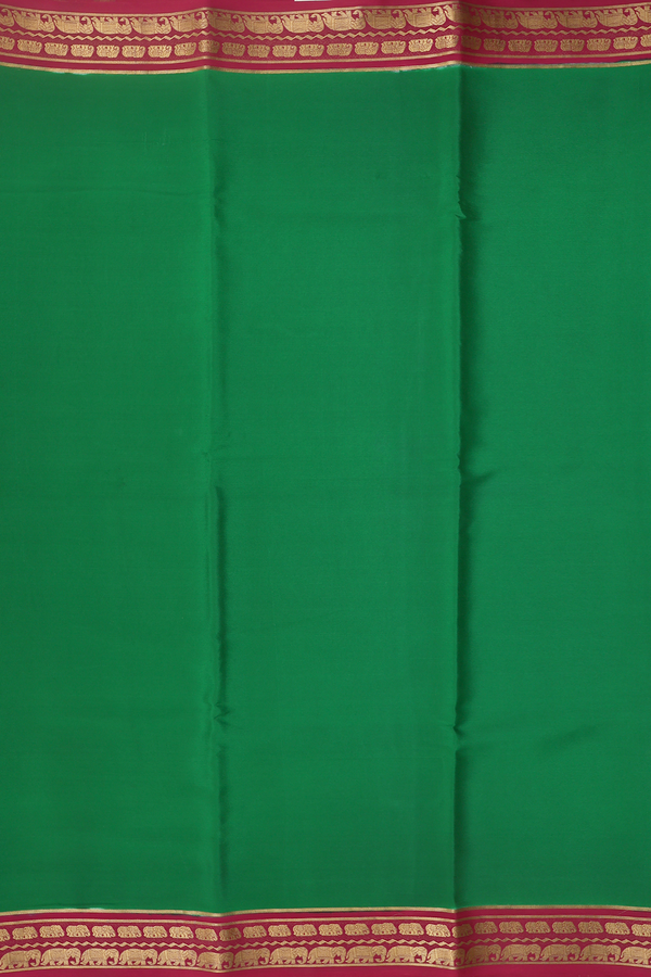 Mysore Silk Saree In Emerald Green With Contrast Border
