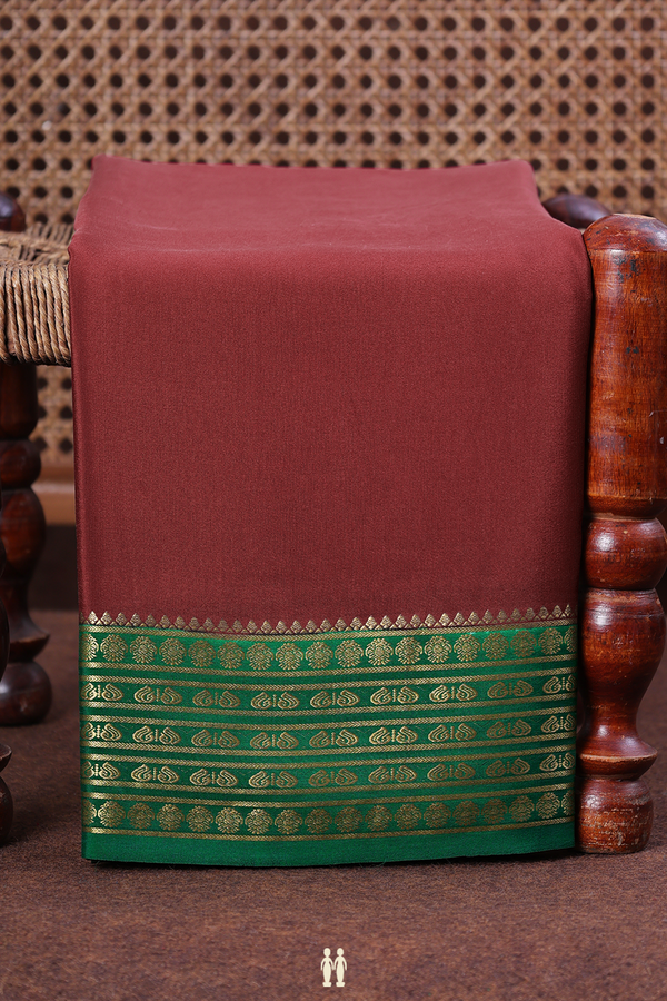 Mysore Silk Saree In Crimson Red With Contrast Border