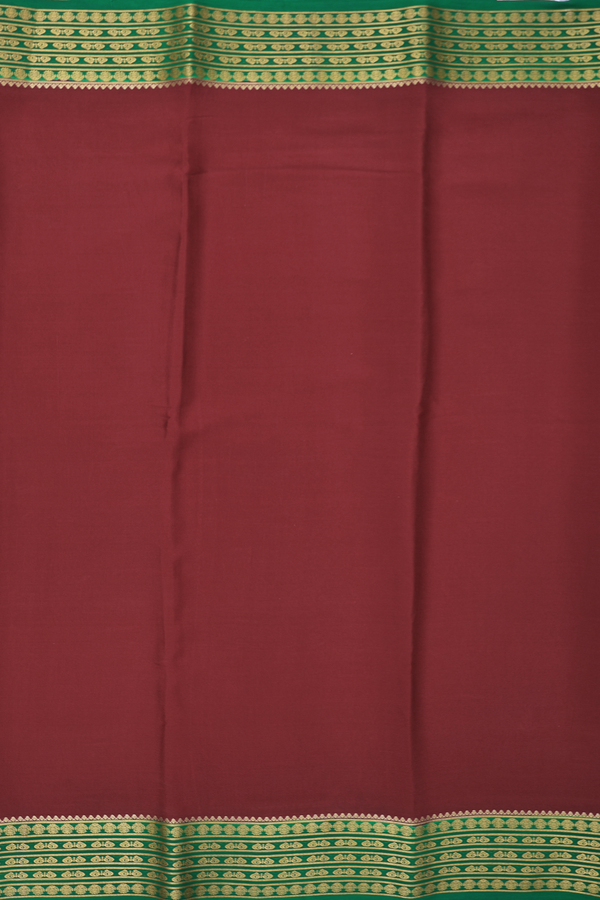 Mysore Silk Saree In Crimson Red With Contrast Border