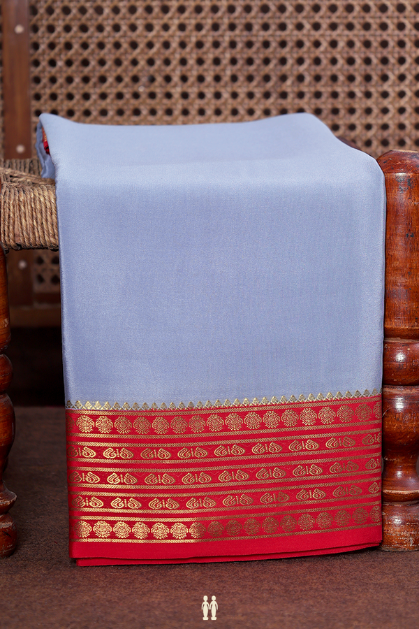 Mysore Silk Saree In Grey With Contrast Border