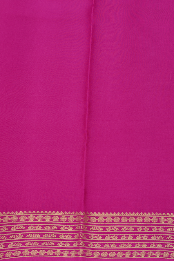 Mysore Silk Saree In Mustard Yellow With Contrast Border