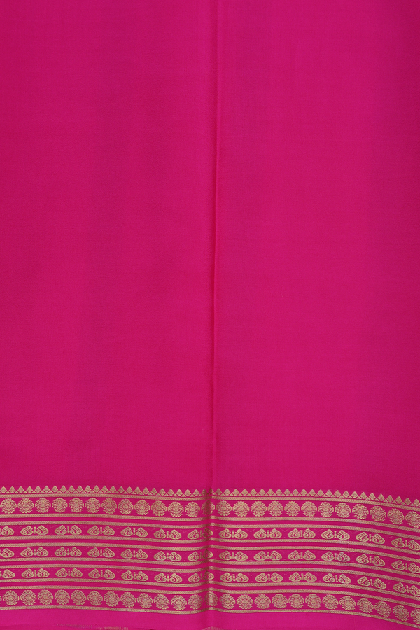 Mysore Silk Saree Plain Yellow With Contrast Border