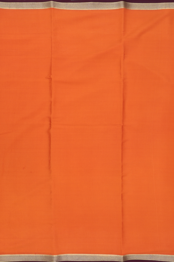 Mysore Silk Saree In Spiced Orange With Contrast Border