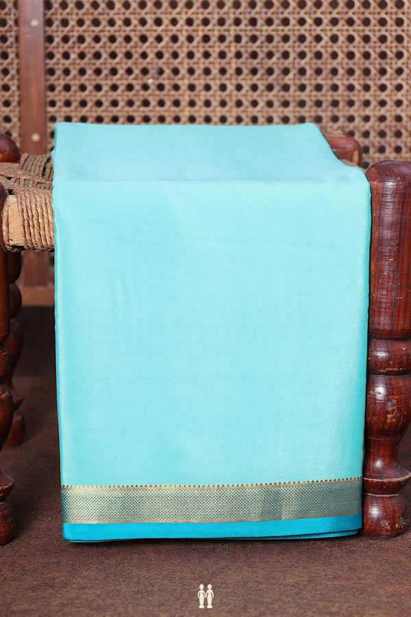Mysore Silk Saree In Tiffany Blue With Contrast Border