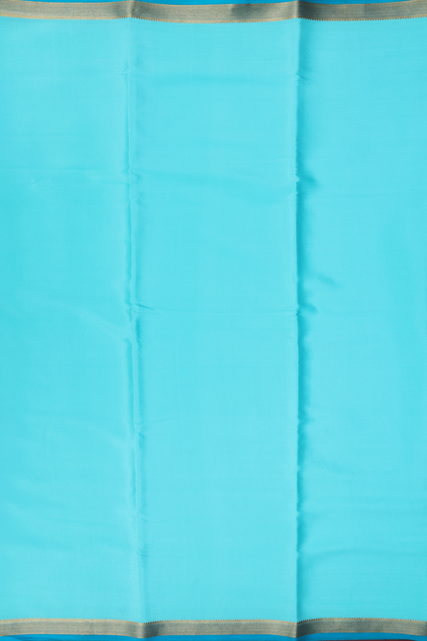 Mysore Silk Saree In Tiffany Blue With Contrast Border