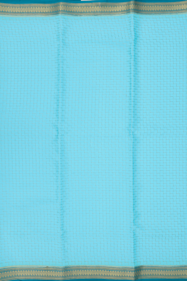 Mysore Silk Saree In Light Blue With Geometric Design